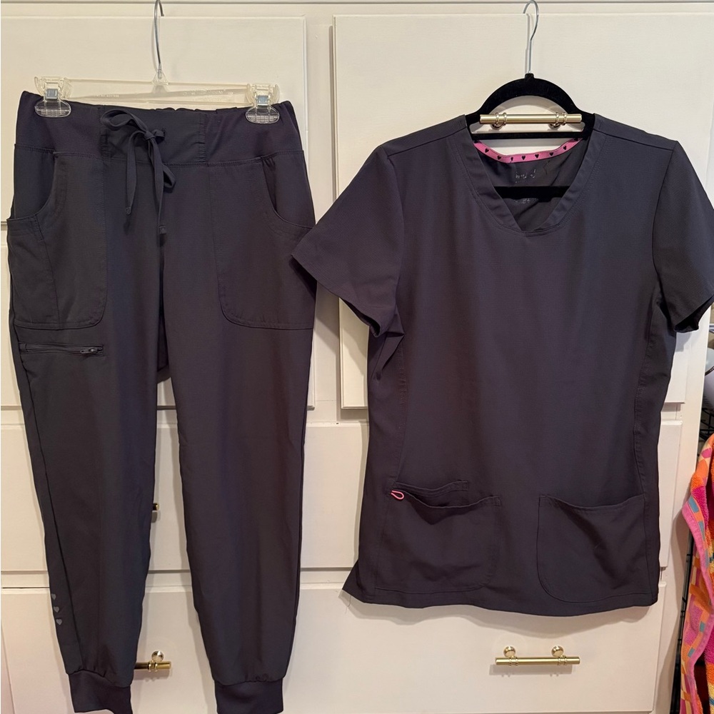 Healing Hands Scrub Set Charcoal Gray